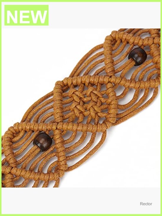 Bohemian Rope Braid Waist Belt Handwoven Wax Rope Prismatic Braid main image 6